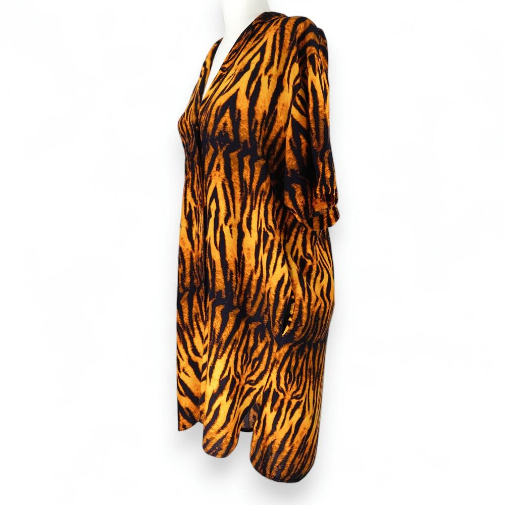 EUC UO Urban Outfitters Dean Printed Shirt Dress Sz. M [12-14] Tiger Print Y2K‎